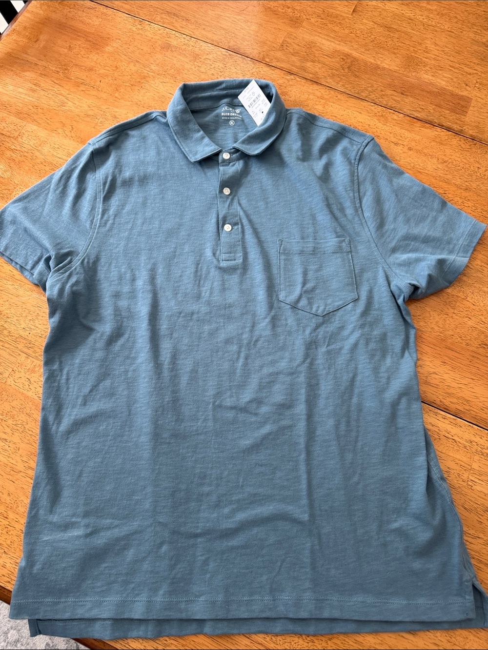 NEW J. Crew Men's Short-Sleeve Polo in Dusty Blue
